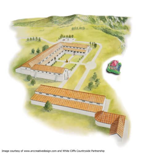 Romans 1a Artist's impression of Folkestone Roman Villa in use