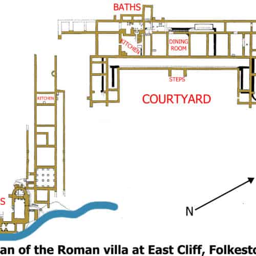 Romans 1c Plan of Folkestone Roman Villa with names of main rooms added