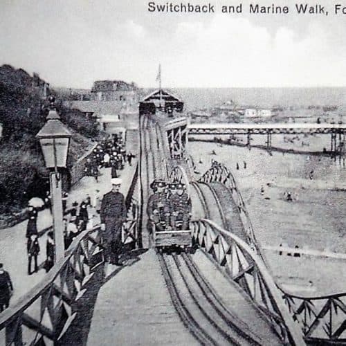 Seaside 11 WW1 soldiers having fun on the Switchback Railway