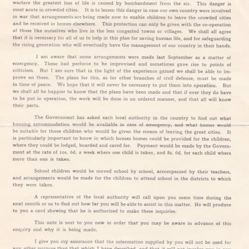 WW2 9 F6869 Government Evacuation Scheme Letter from the Mayor of Folkestone 1939 (cropped)