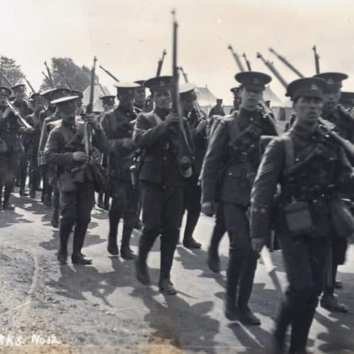 WW1 Resources Berkshire Regiment marching from Shorncliffe to Folkestone Harbour in WW1