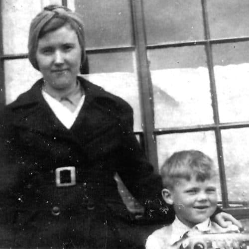 WW2 8 Martin Philpot outside Rita Place with his mother