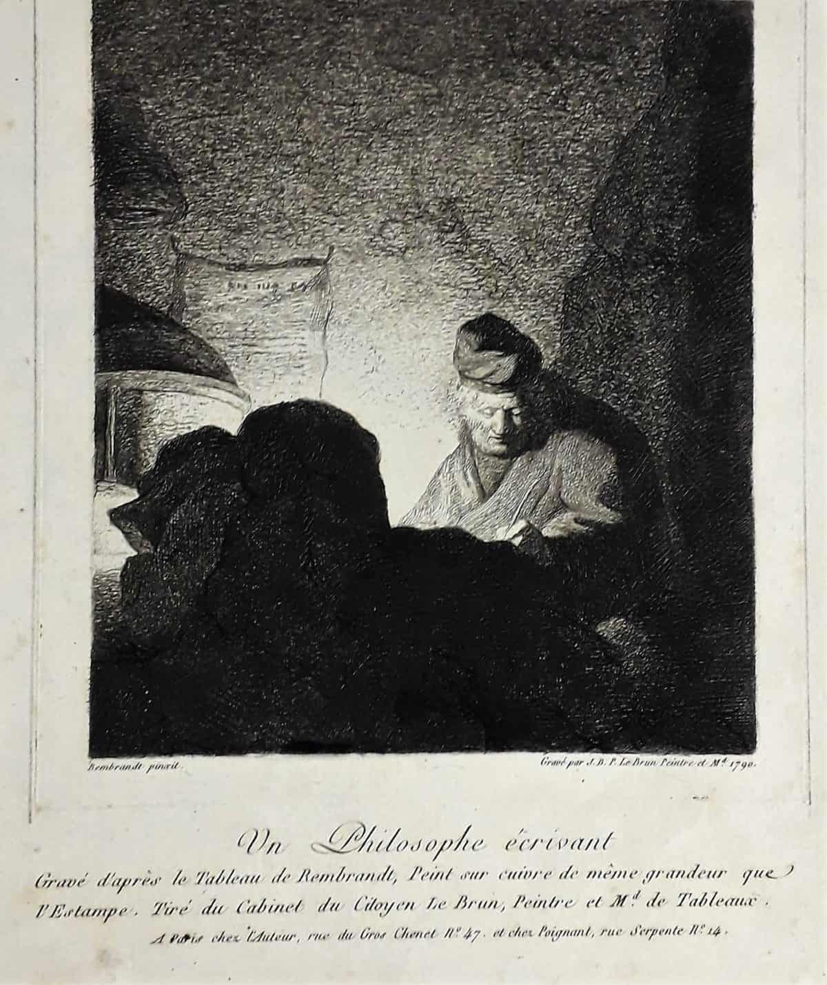 Master 21 NO NUMBER - LE BRUN, J.B.P. (artrist Rembrandt) - Un Philosophe Scrivant