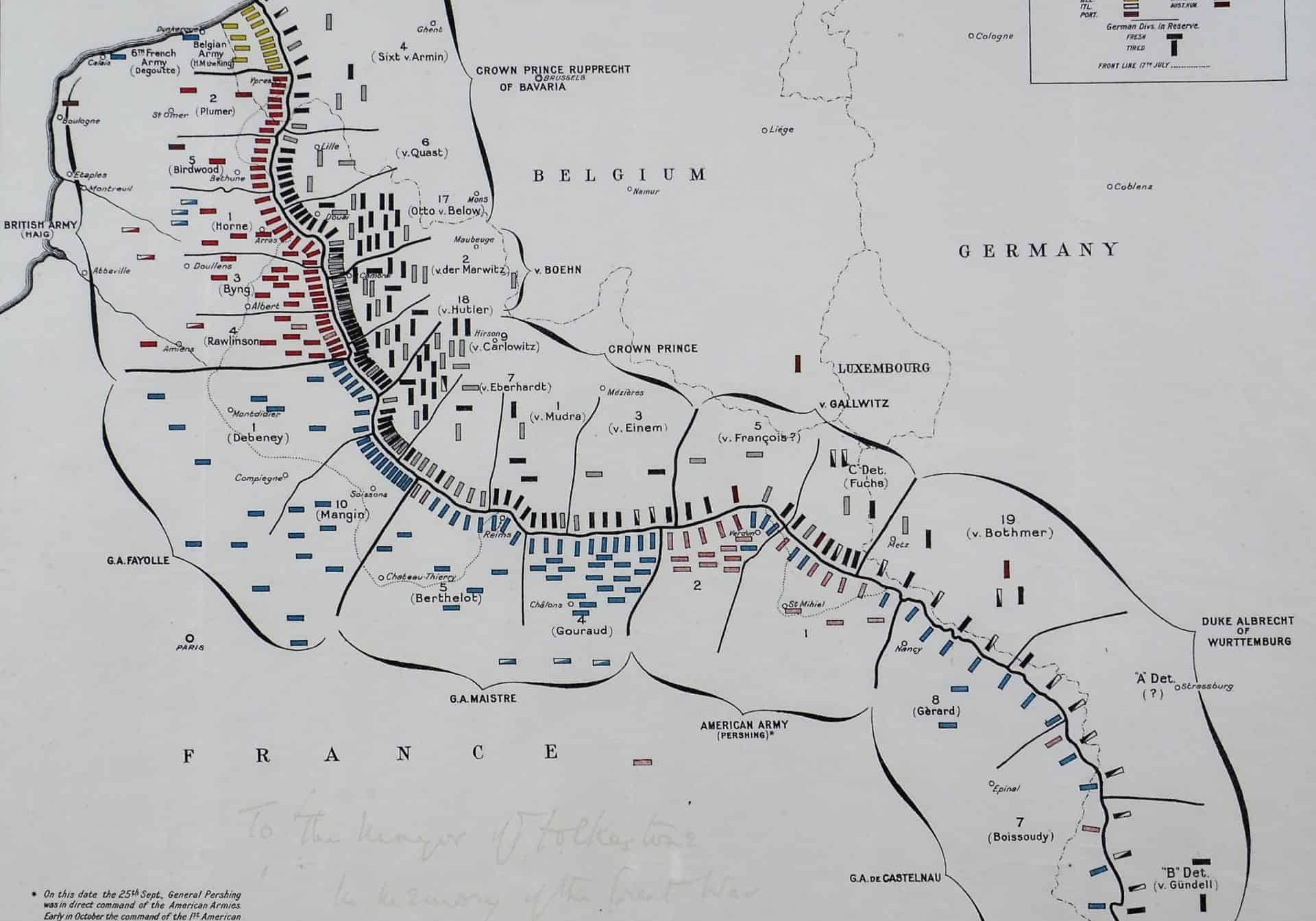 WW1 4 Art Store H2 F3909 Map of the Western front, signed by Field MArshal Douglas Haig 1974. (2)