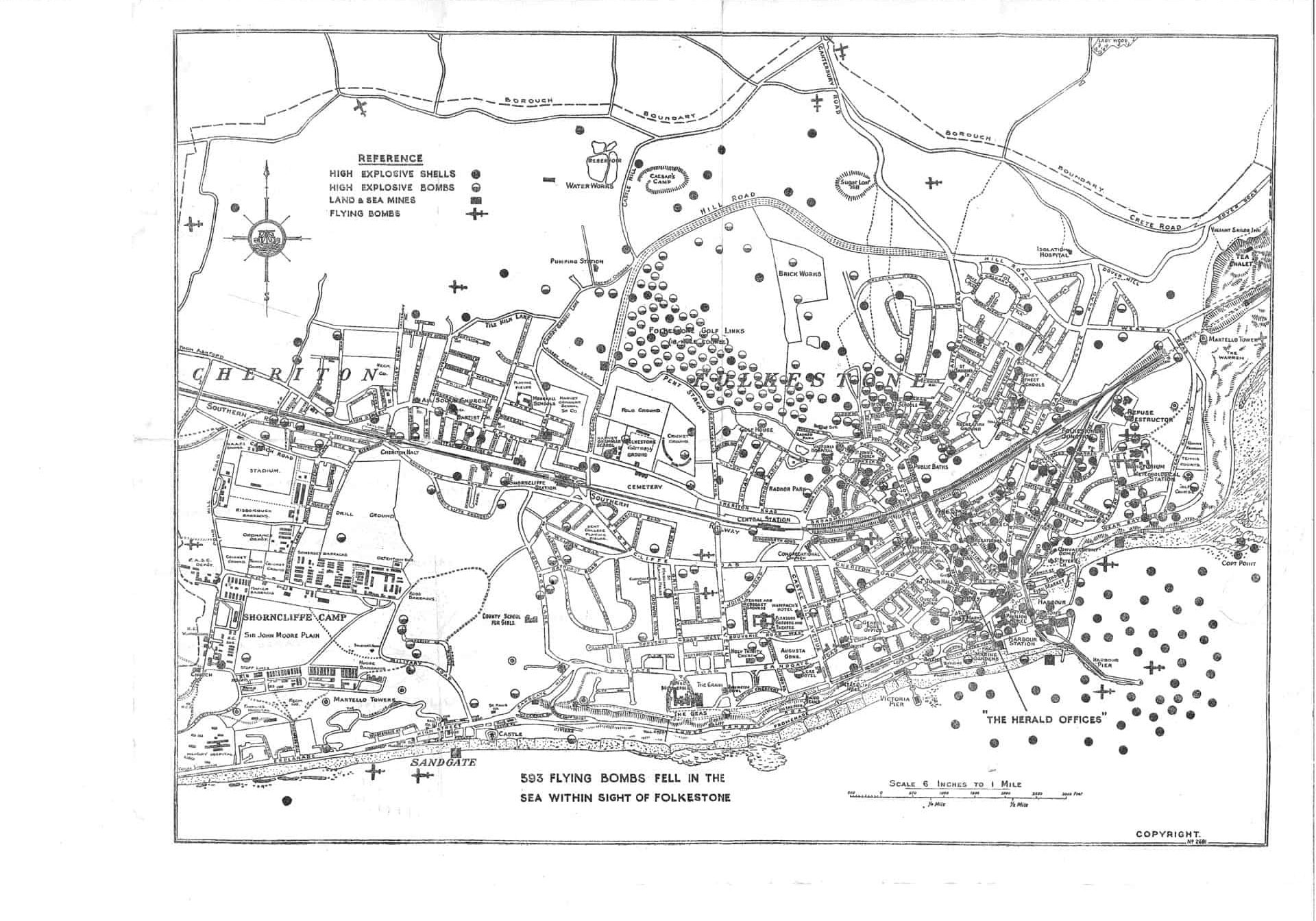 WW2 1 Folkestone Town Bomb Map