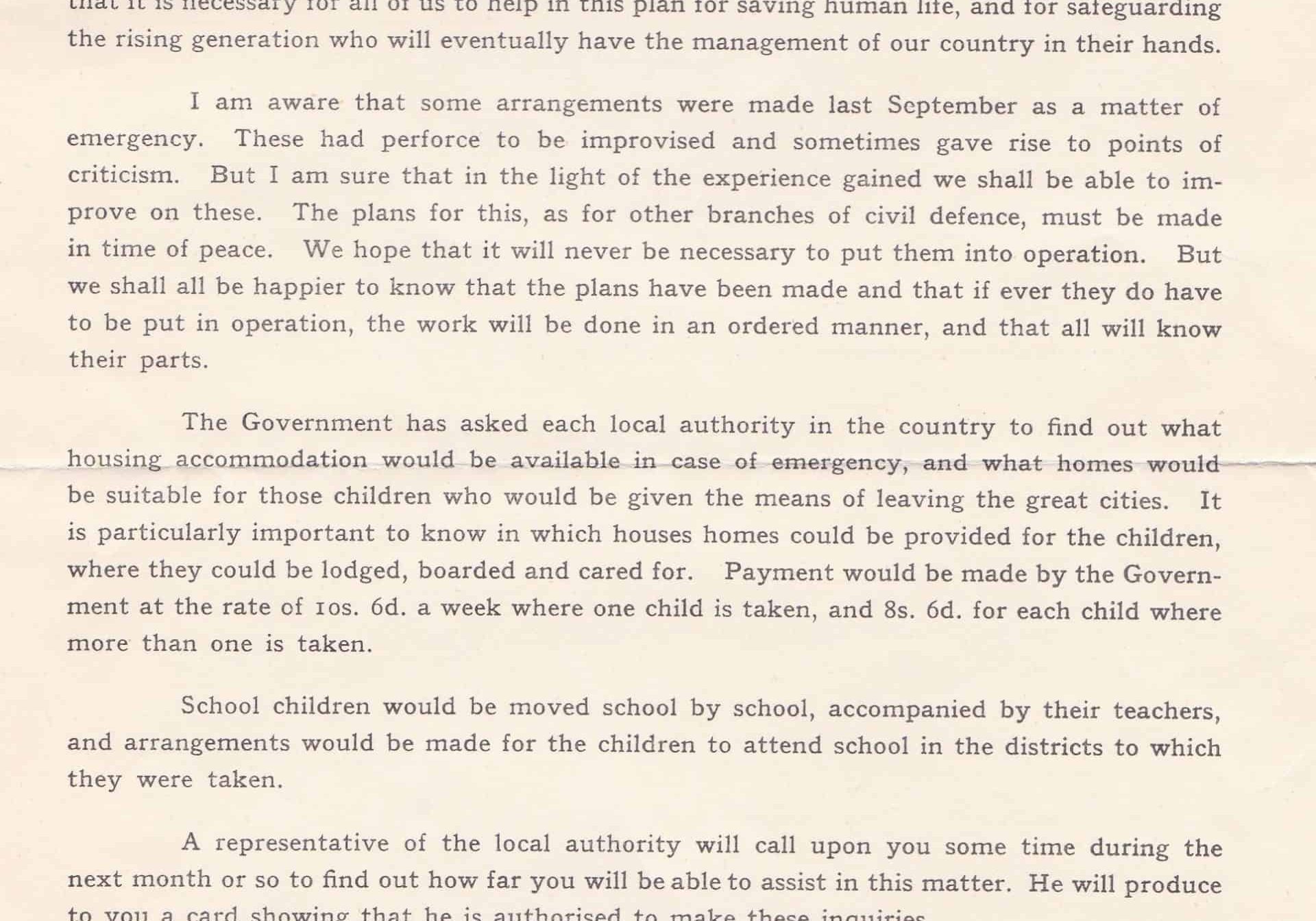 WW2 9 F6869 Government Evacuation Scheme Letter from the Mayor of Folkestone 1939 (cropped)